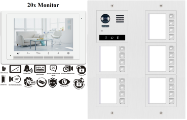 Preview: 20 Familien Video Türsprechanlage ZD17 + DT821 170° Betrachtungswinkel